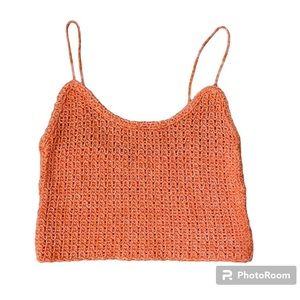 Zara Orange Crochet Spaghetti Strap Tank Top Size Small